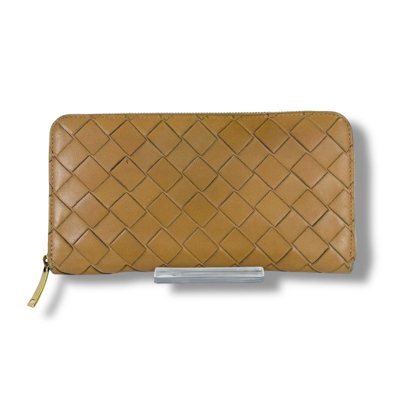 Bottega Veneta Round Zippy Long Wallet Beige Maxi Intrecciato Leather Round Zip