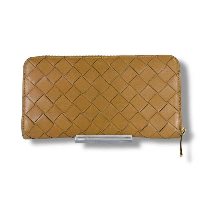 Bottega Veneta Round Zippy Long Wallet Beige Maxi Intrecciato Leather Round Zip