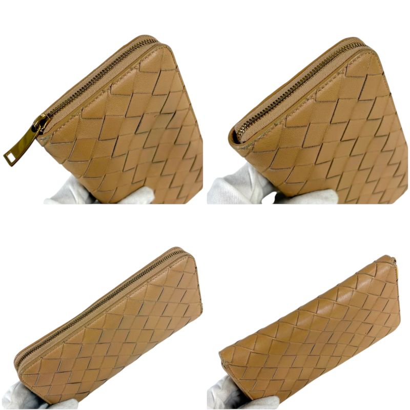 Bottega Veneta Round Zippy Long Wallet Beige Maxi Intrecciato Leather Round Zip