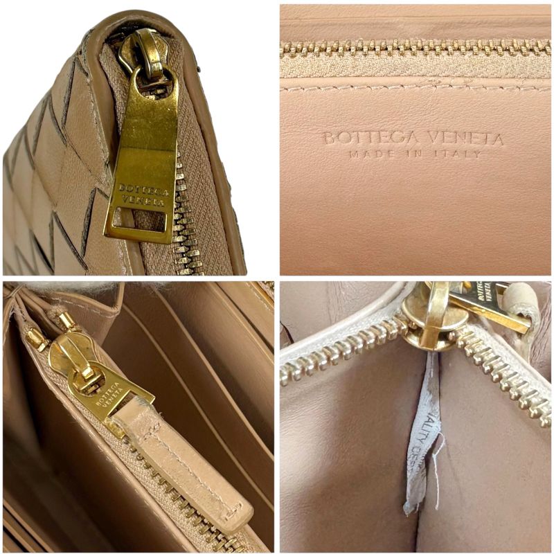 Bottega Veneta Round Zippy Long Wallet Beige Maxi Intrecciato Leather Round Zip