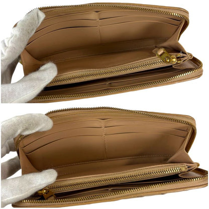 Bottega Veneta Round Zippy Long Wallet Beige Maxi Intrecciato Leather Round Zip
