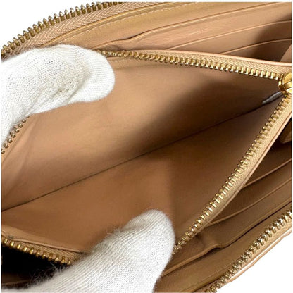 Bottega Veneta Round Zippy Long Wallet Beige Maxi Intrecciato Leather Round Zip