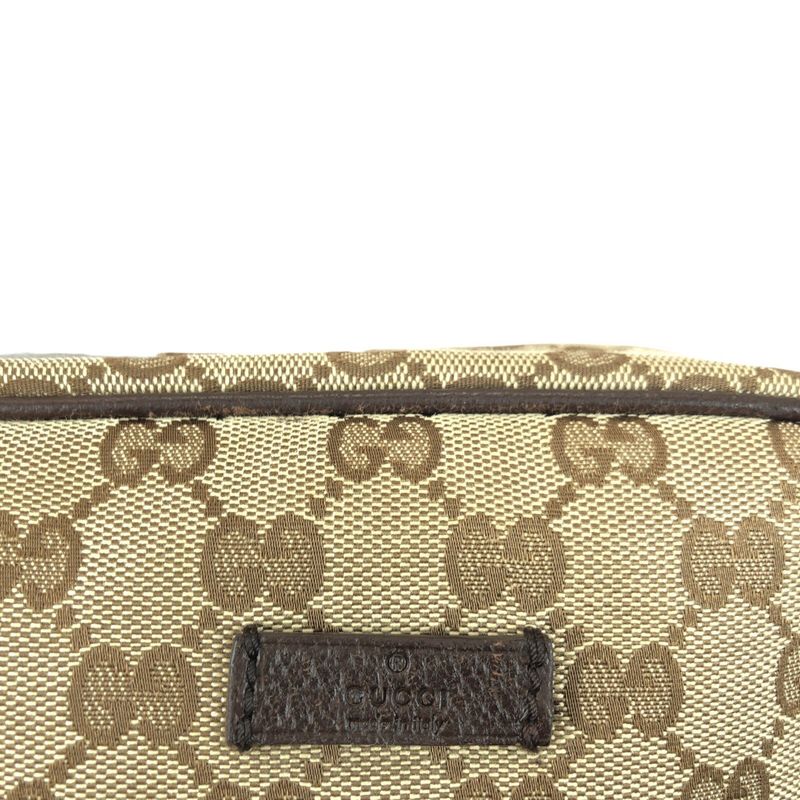 Gucci Beige Brown Silver Hardware GG Canvas Leather 122759 Shoulder Bag