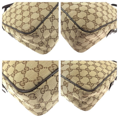 Gucci Beige Brown Silver Hardware GG Canvas Leather 122759 Shoulder Bag