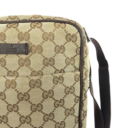 Gucci Beige Brown Silver Hardware GG Canvas Leather 122759 Shoulder Bag