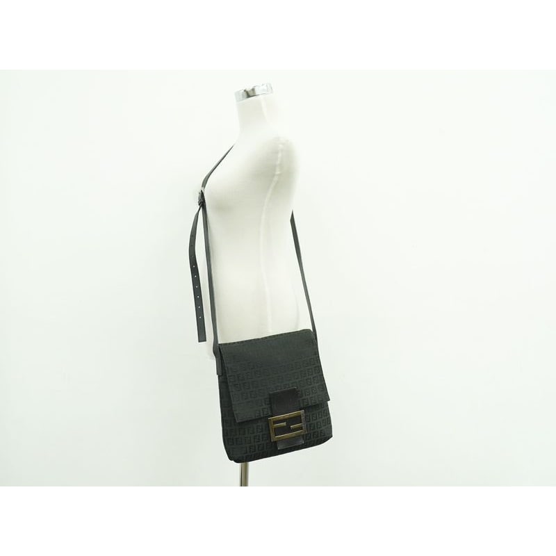 Fendi Zucchino Shoulder Bag Pochette Canvas Black 8 Bt127