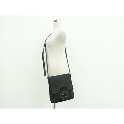 Fendi Zucchino Shoulder Bag Pochette Canvas Black 8 Bt127