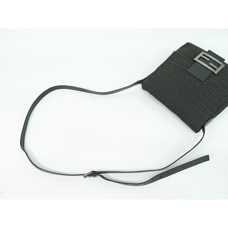 Fendi Zucchino Shoulder Bag Pochette Canvas Black 8 Bt127
