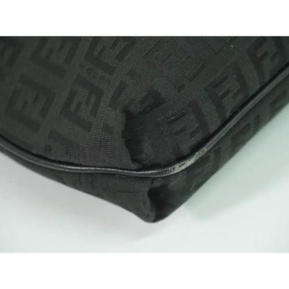 Fendi Zucchino Shoulder Bag Pochette Canvas Black 8 Bt127