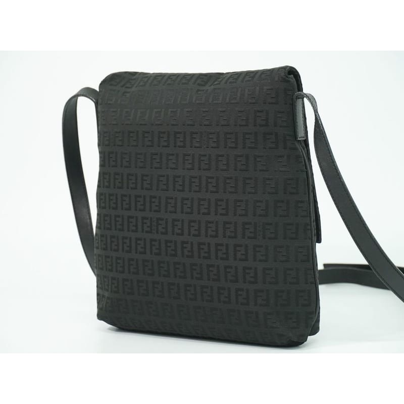 Fendi Zucchino Shoulder Bag Pochette Canvas Black 8 Bt127