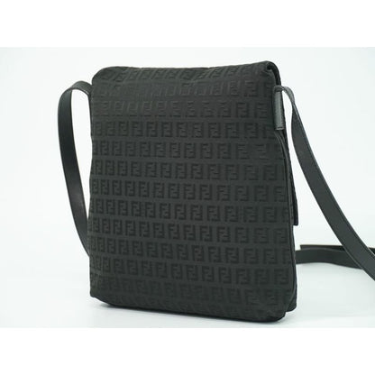 Fendi Zucchino Shoulder Bag Pochette Canvas Black 8 Bt127
