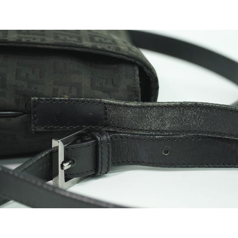 Fendi Zucchino Shoulder Bag Pochette Canvas Black 8 Bt127