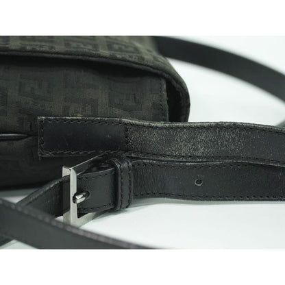 Fendi Zucchino Shoulder Bag Pochette Canvas Black 8 Bt127