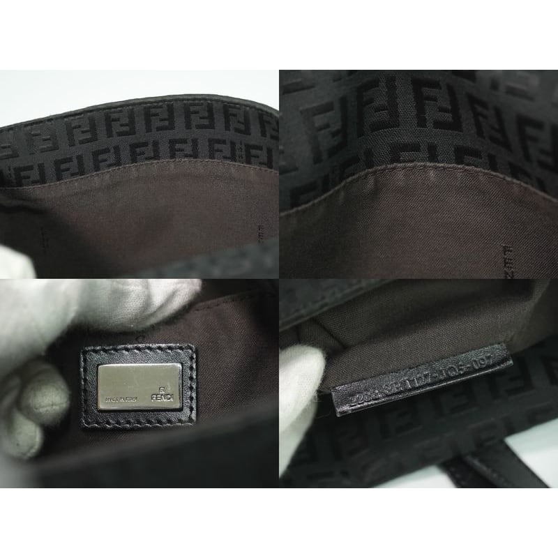 Fendi Zucchino Shoulder Bag Pochette Canvas Black 8 Bt127