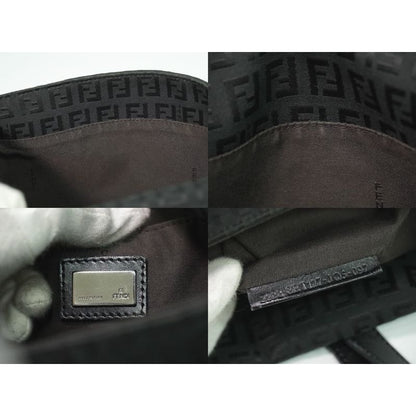 Fendi Zucchino Shoulder Bag Pochette Canvas Black 8 Bt127