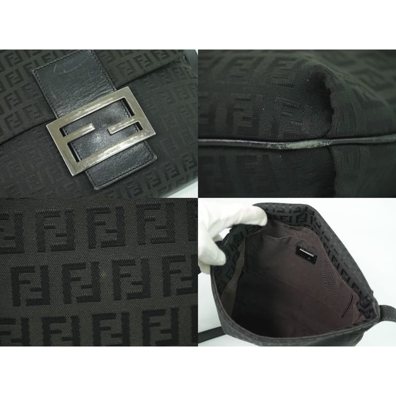 Fendi Zucchino Shoulder Bag Pochette Canvas Black 8 Bt127