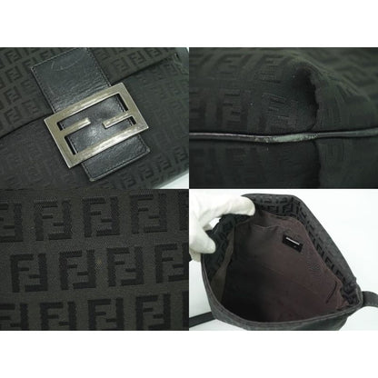 Fendi Zucchino Shoulder Bag Pochette Canvas Black 8 Bt127