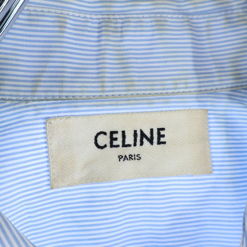 Celine Cotton Striped Long Sleeve Shirt Blue 0fc5940s