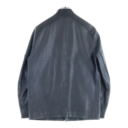 Hermes Neck Button Cow Leather Single Riders Jacket Black