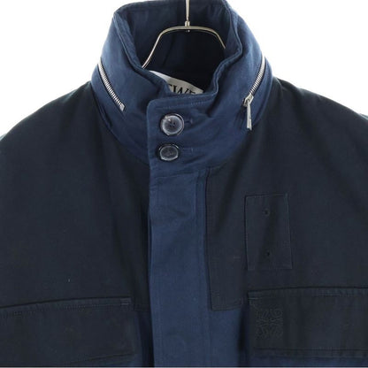 Loewe Anagram Logo Embroidery Military Shirt Jacket Navy Black H2108240df