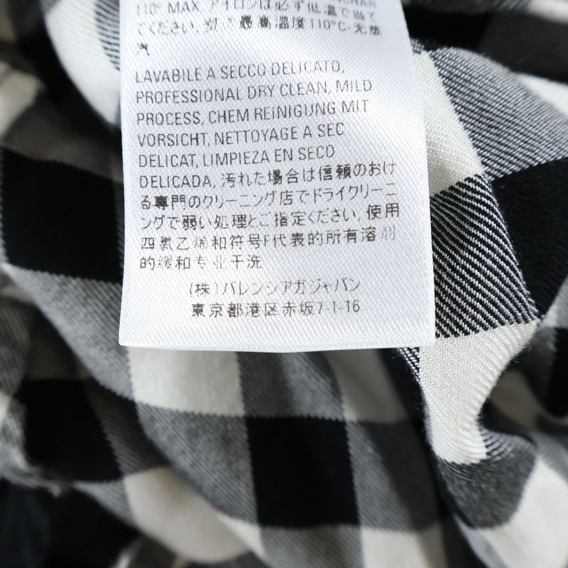 Balenciaga Rayon Check Raglan Long Sleeve Shirt Black White 625543 Tim13