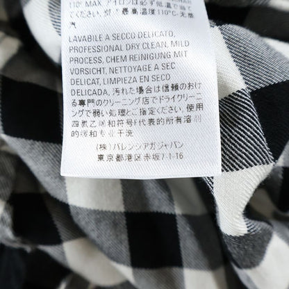 Balenciaga Rayon Check Raglan Long Sleeve Shirt Black White 625543 Tim13