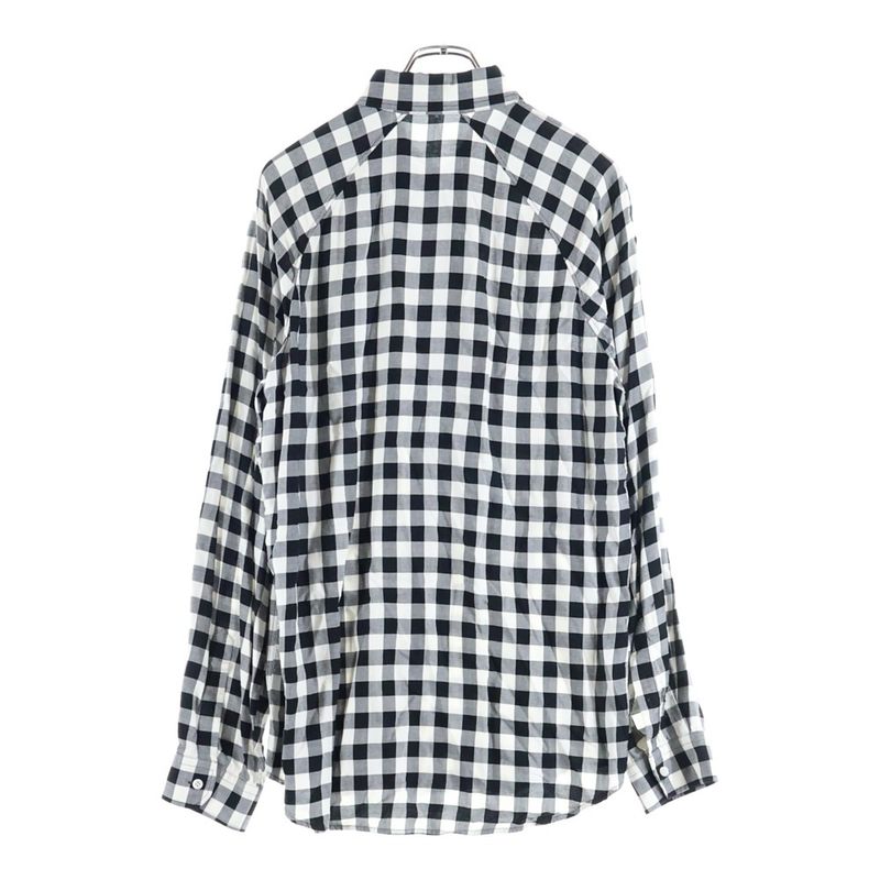 Balenciaga Rayon Check Raglan Long Sleeve Shirt Black White 625543 Tim13