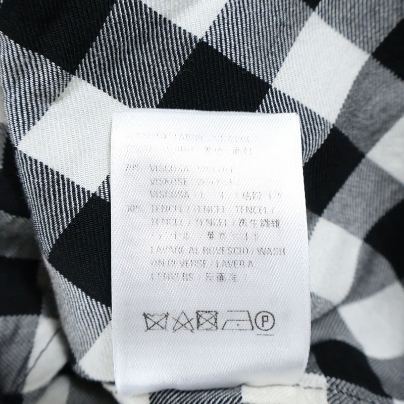 Balenciaga Rayon Check Raglan Long Sleeve Shirt Black White 625543 Tim13