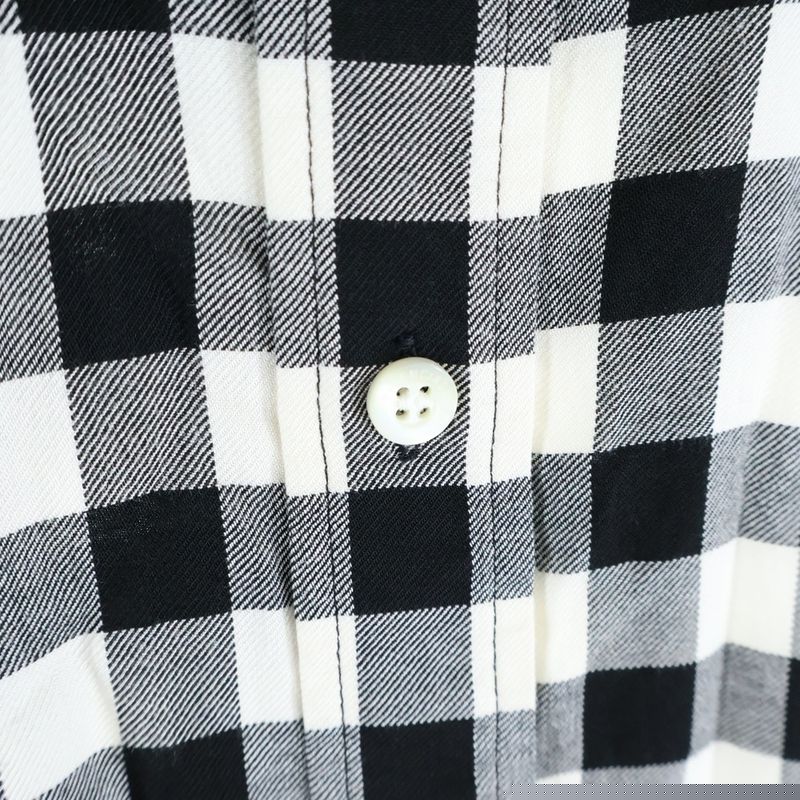 Balenciaga Rayon Check Raglan Long Sleeve Shirt Black White 625543 Tim13