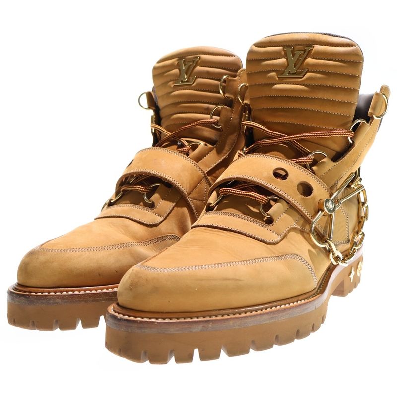 Louis Vuitton LV Creeper Line Chain Decoration Nubuck Leather Ankle Boots High
