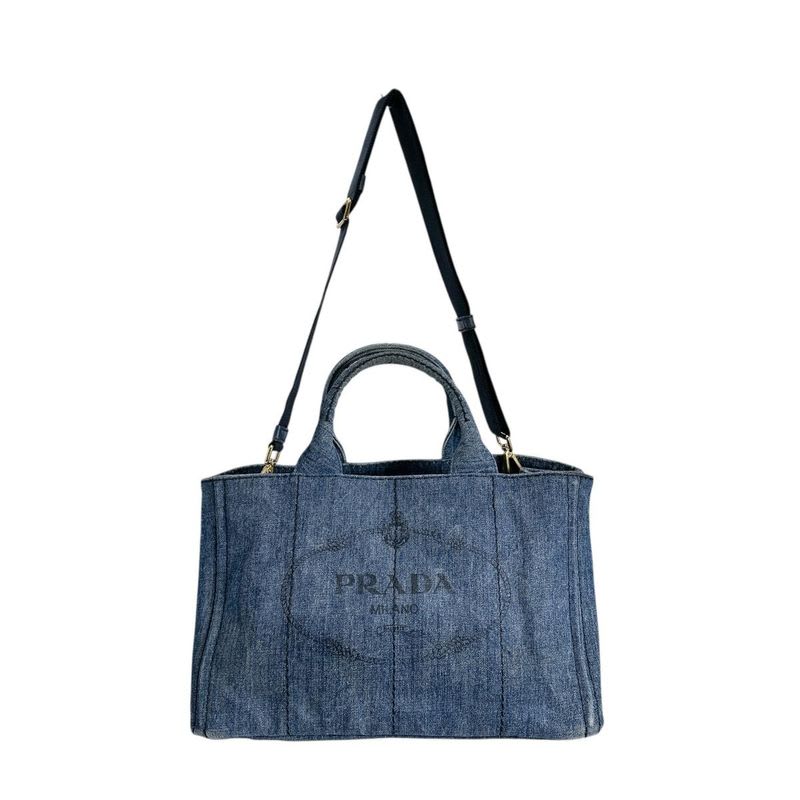 Prada Canvas Tote Bag Canapa Blue