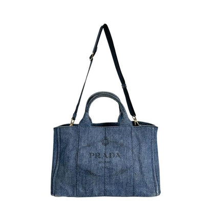 Prada Canvas Tote Bag Canapa Blue
