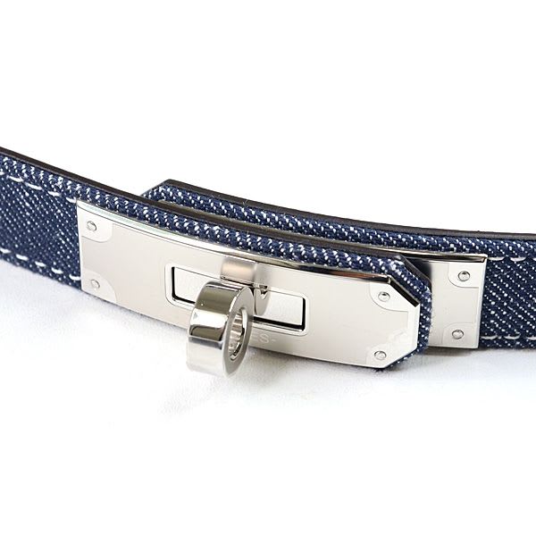 Hermes Women's Belt Kelly Jean 18 PM Epson Denim Blue Series Silver Hardware