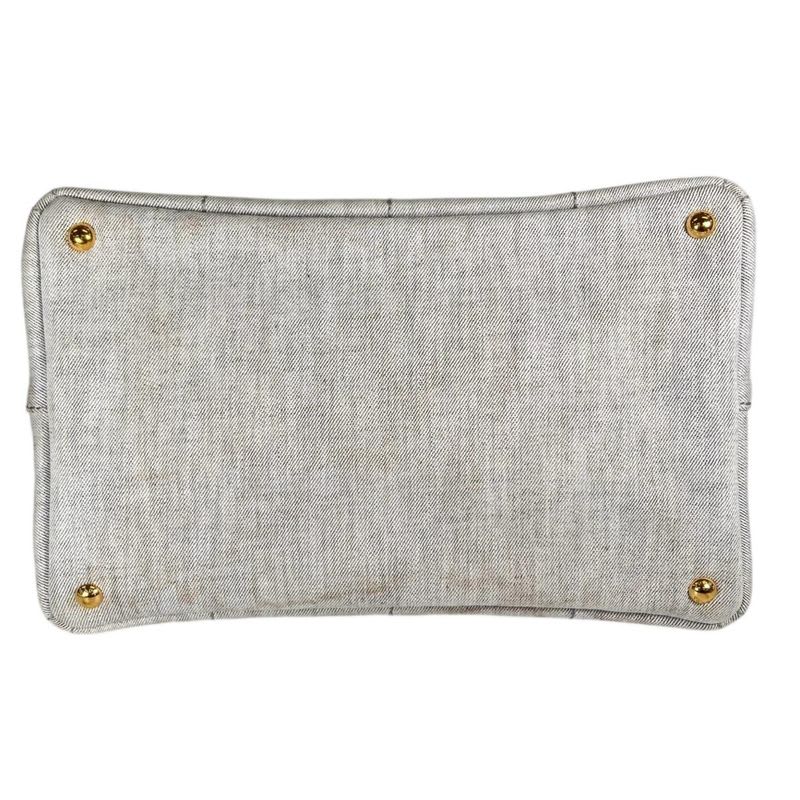 Prada 1 Bg642 Canvas Tote Bag Canapa Bianco