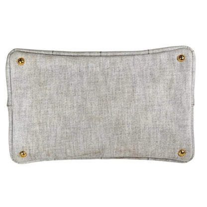 Prada 1 Bg642 Canvas Tote Bag Canapa Bianco