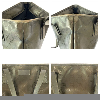 Gucci GG Implement Greige Gunmetal Hardware GG Canvas Leather 211138 Tote Bag