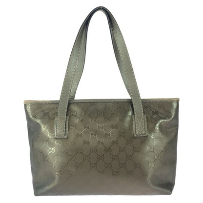 Gucci GG Imprime Grey Gunmetal Hardware Canvas Leather Tote Bag