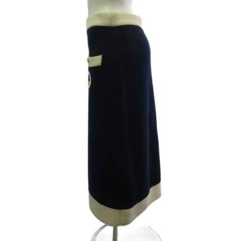 Gucci 742964 Xkc76 Interlocking Gold Button Skirt Bicolor Cotton Silk White