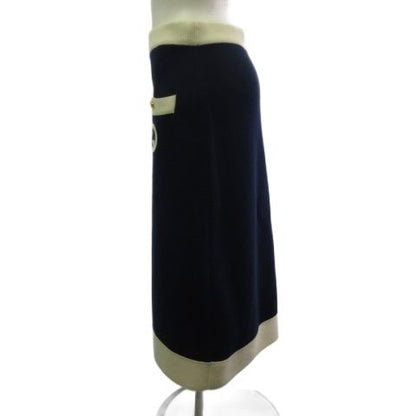 Gucci 742964 Xkc76 Interlocking Gold Button Skirt Bicolor Cotton Silk White