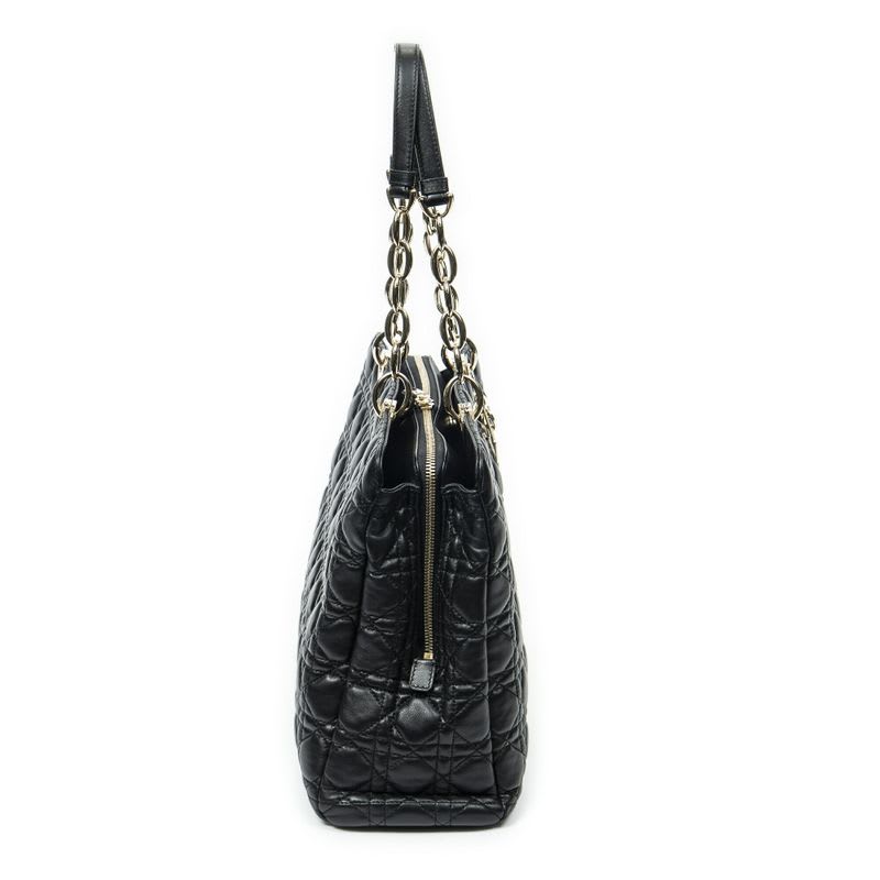 Dior Soft Shopping Tote Black Matelasse Lambskin Leather