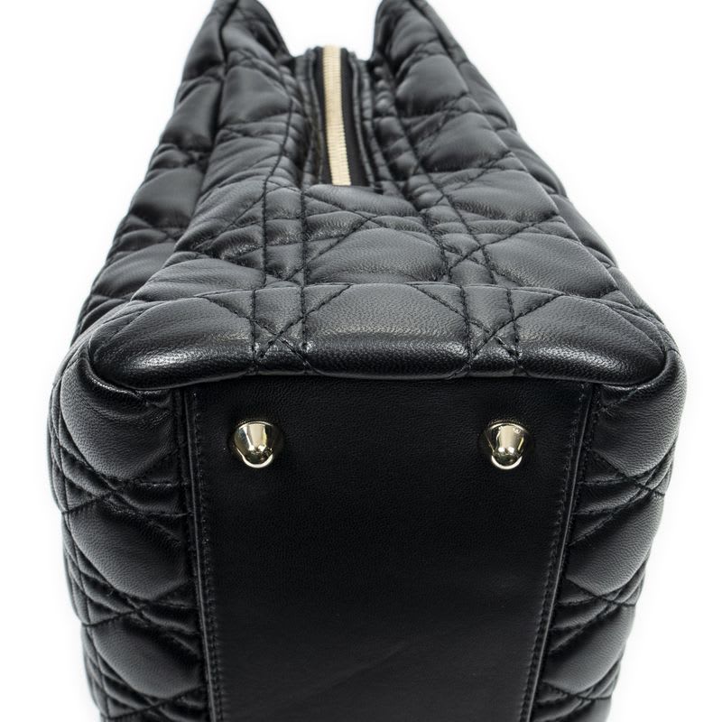 Dior Soft Shopping Tote Black Matelasse Lambskin Leather