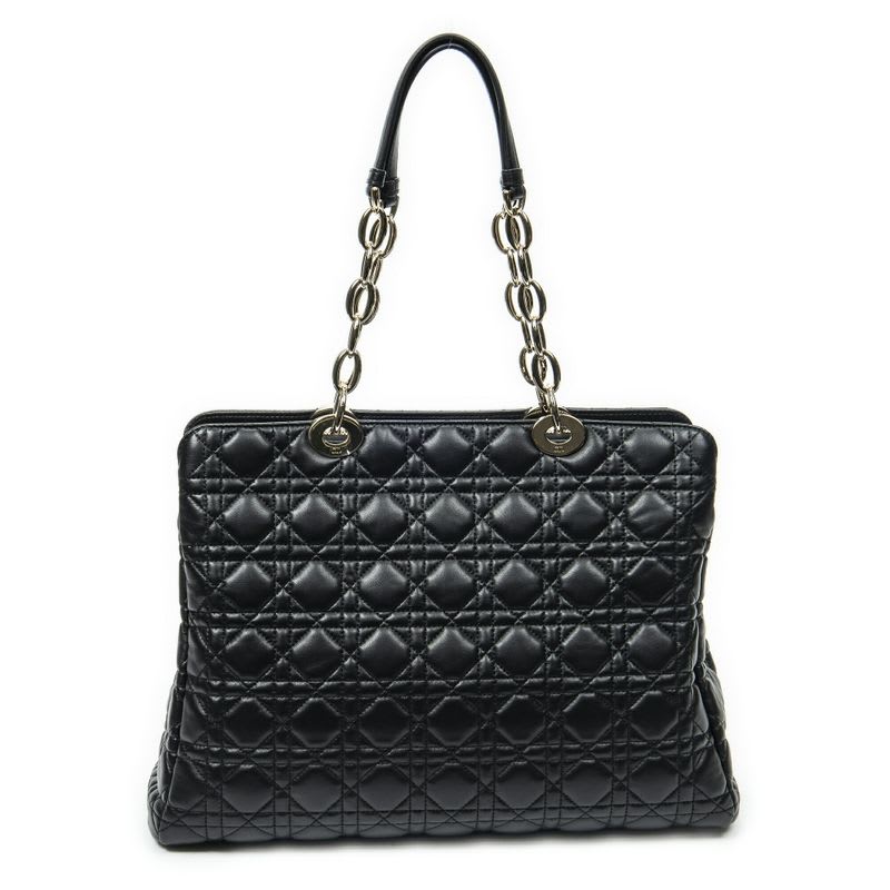 Dior Soft Shopping Tote Black Matelasse Lambskin Leather