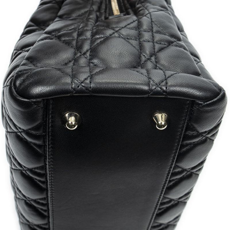 Dior Soft Shopping Tote Black Matelasse Lambskin Leather