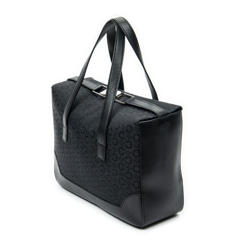 Celine Vintage Fold Top Tote Black C Macadam Canvas