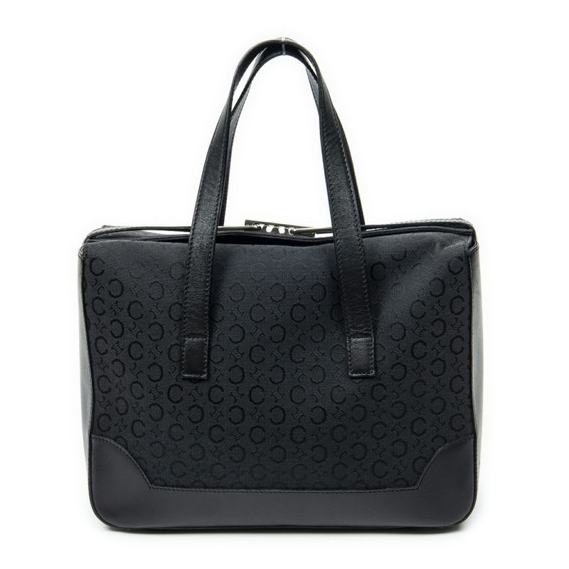 Celine Vintage Fold Top Tote Black C Macadam Canvas