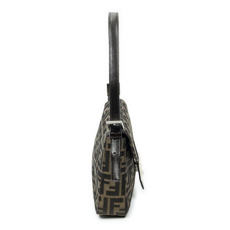 Fendi Square Flap Tongue Dark Brown Zucca Canvas