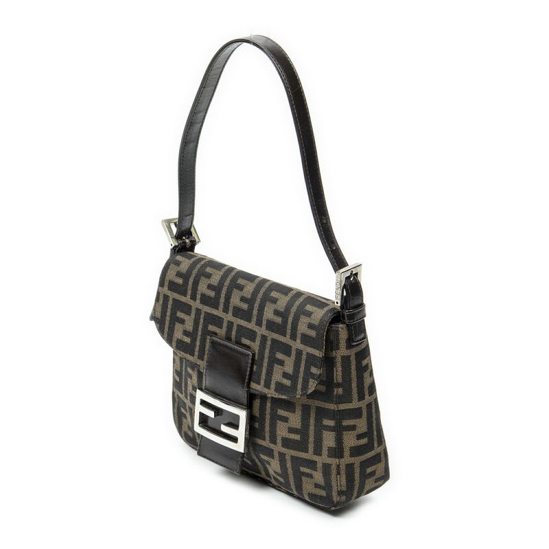 Fendi Square Flap Tongue Dark Brown Zucca Canvas