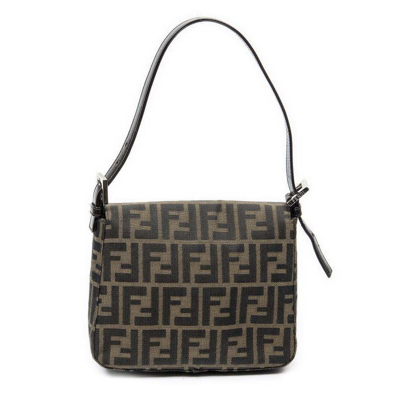 Fendi Square Flap Tongue Dark Brown Zucca Canvas