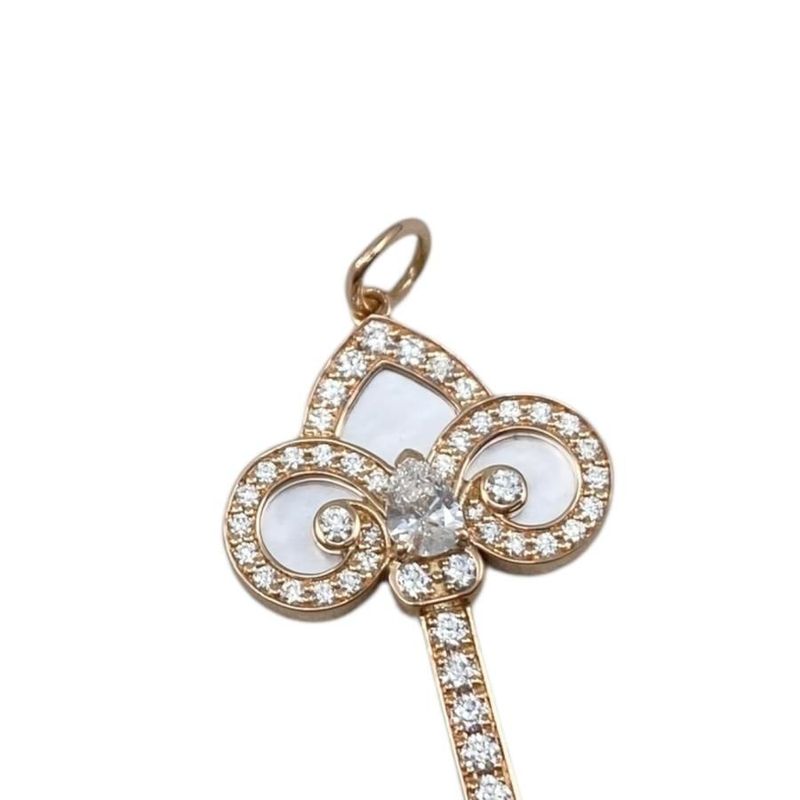 Tiffany & Co Pen Top Fleur De Lis Key Au750 Rose Gold Diamond Shell Tiffany