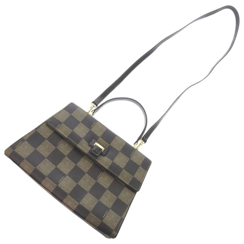 Fendi 2WAY PVC Leather Brown Handbag Brown 0813 Fendi